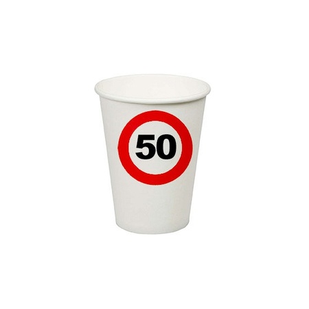 8x pieces paper cups 50 years old stop sign