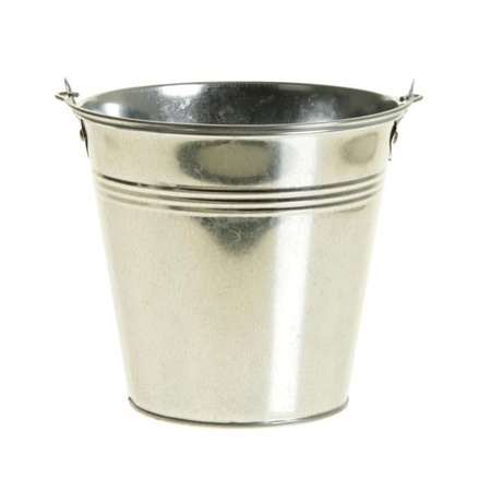 8x pieces zinc bucket/flower pot silver 16 cm