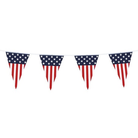 8x Vlaggenlijn/vlaggetjes Amerika/USA 6 meter