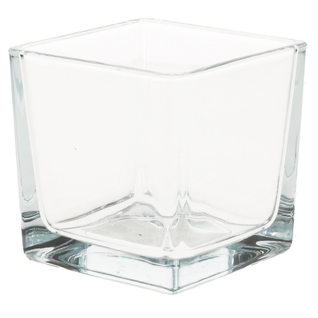 8x Glass tea lights holders transparant cube 8 x 8 cm