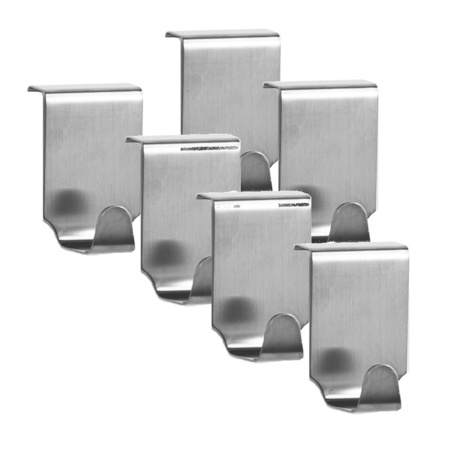 8x Silver towel hooks for kitchencabinets 6 cm