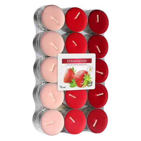 90x pieces Tea lights strawberries scented candles 4 burning hours 