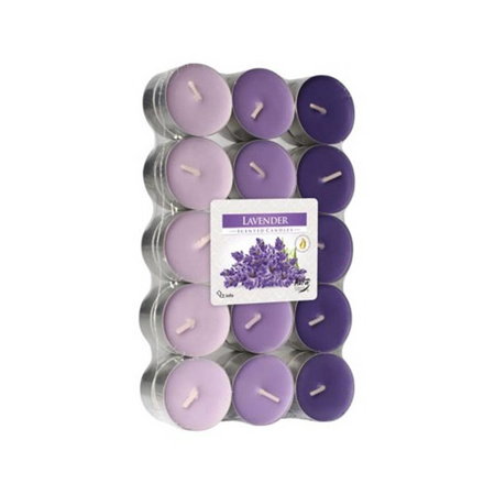 90x pieces Tea lights lavendel scented candles 4 burning hours 