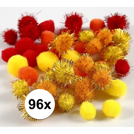 96x knutsel pompons 15-20 mm kleuren