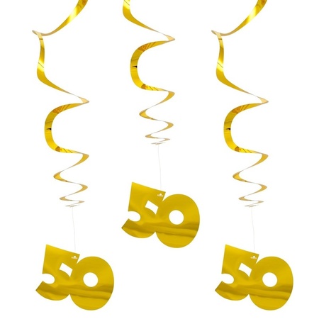 9x Hanging decoration gold 50 year