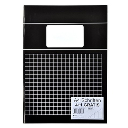 5x A4 checkers notebooks 10 mm black 