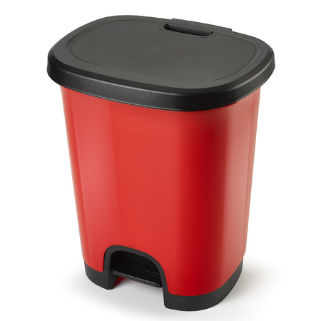 Afvalemmer/vuilnisemmer/pedaalemmer 18 liter in het rood/zwart met deksel en pedaal