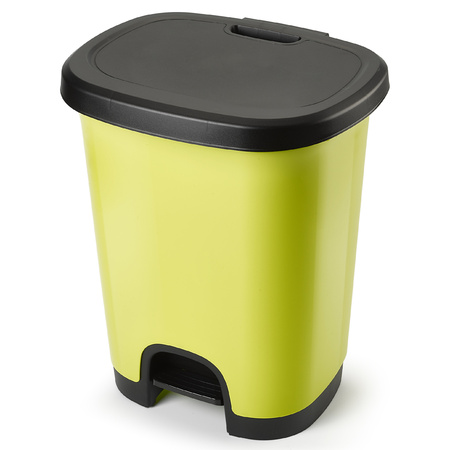 Afvalemmer/vuilnisemmer/pedaalemmer 27 liter in het kiwi groen/zwart met deksel en pedaal