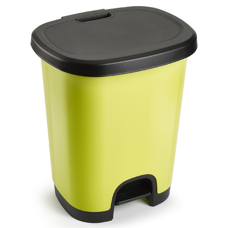 Afvalemmer/vuilnisemmer/pedaalemmer 27 liter in het kiwi groen/zwart met deksel en pedaal