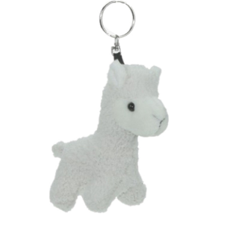 Alpaca mini knuffel sleutelhanger 12 cm wit