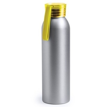 Aluminium drinkfles/waterfles met gele dop 650 ml