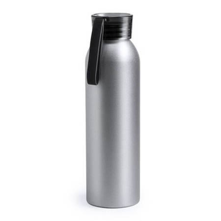 Aluminium water bottle black cap 650 ml