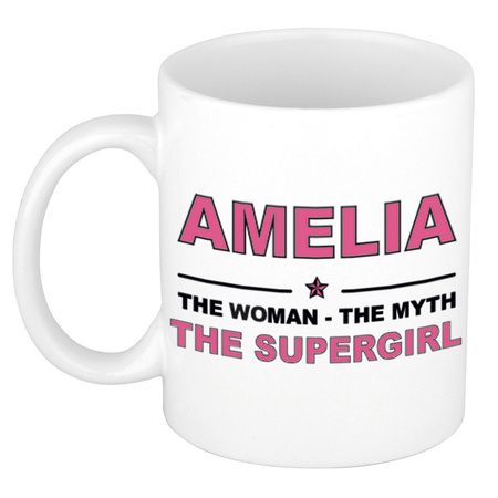 Amelia The woman, The myth the supergirl cadeau koffie mok / thee beker 300 ml