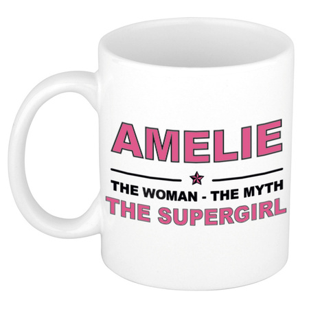 Amelie The woman, The myth the supergirl cadeau koffie mok / thee beker 300 ml