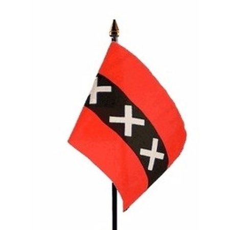 Amsterdam mini flag on pole 10 x 15 cm
