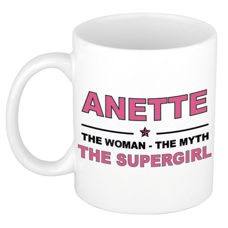 Anette The woman, The myth the supergirl cadeau koffie mok / thee beker 300 ml