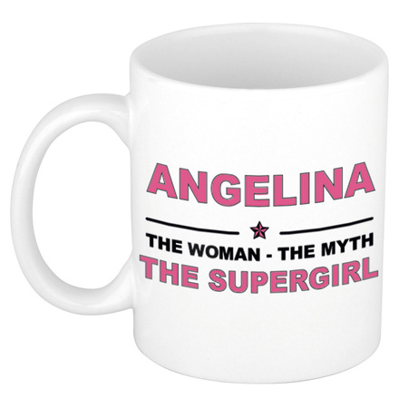 Angelina The woman, The myth the supergirl cadeau koffie mok / thee beker 300 ml