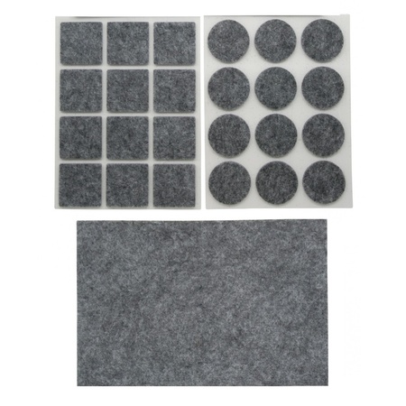 Antikras rubber/meubelvilt set van 100x stuks grijs