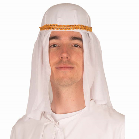 Arabieren sheik verkleed hoofddoek - wit/goud - volwassenen