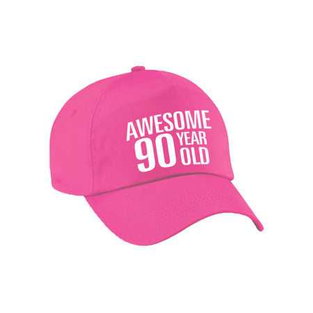 Awesome 90 year old verjaardag pet / cap roze voor dames