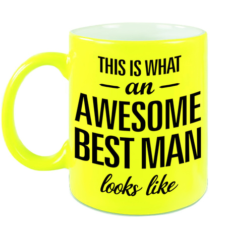 Awesome best man neon yellow mug 330 ml