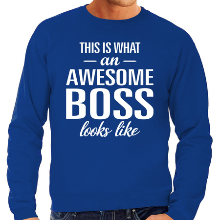 Awesome Boss / baas cadeau sweater blauw heren 