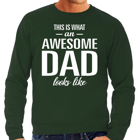 Awesome Dad cadeau sweater groen heren - Vaderdag  cadeau