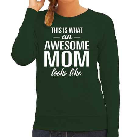 Awesome mom / moeder cadeau trui groen dames