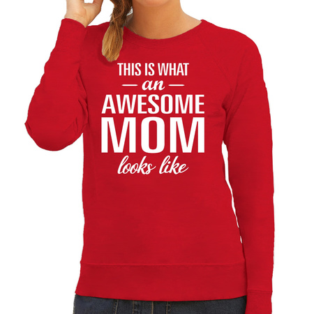 Awesome mom / moeder cadeau trui rood dames