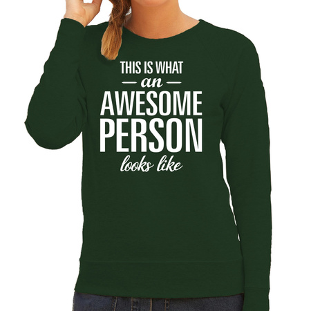 Awesome person cadeau sweater green for woman