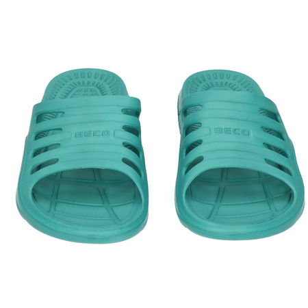 Bad/sauna slippers met voetbed petrol blauw dames