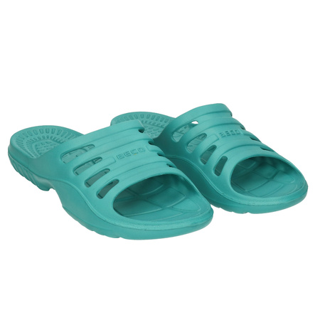 Bad/sauna slippers met voetbed petrol blauw dames