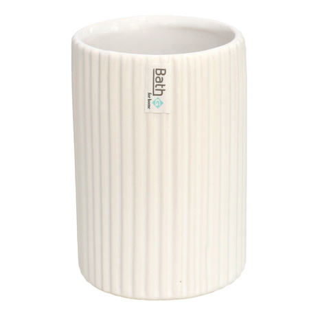 Cup / toothbrush holder white ceramic 12 cm