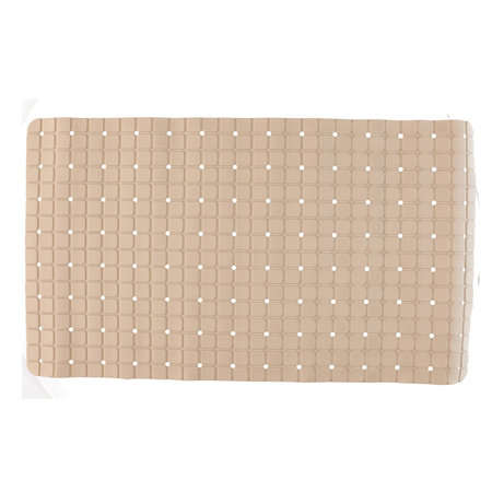 Badmat/douchemat anti-slip beige vierkant patroon 69 x 39 cm