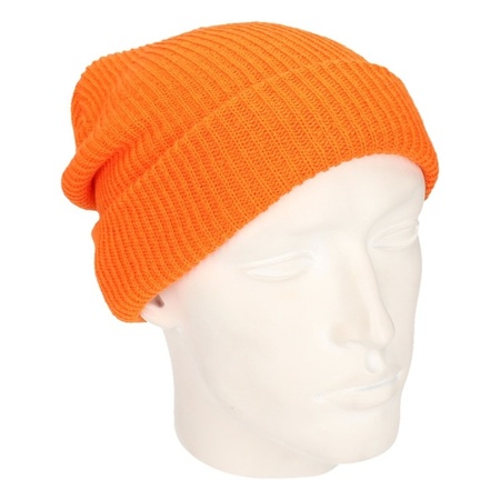 Long beanie winter hat orange for men