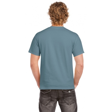 Basic katoenen t-shirt stone blauw voor heren