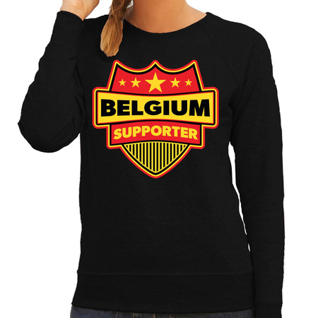 Belgie / Belgium schild supporter sweater zwart voor dames