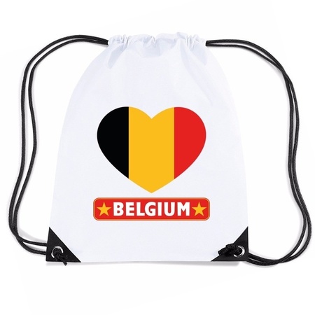 Belgie hart vlag nylon rugzak wit