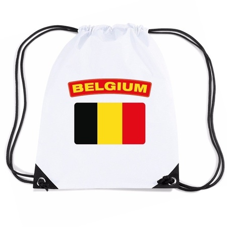 Belgie nylon rugzak wit met Belgische vlag
