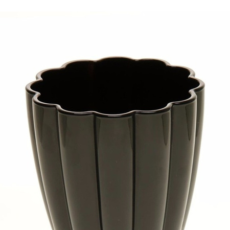 Bellatio Design Bloemvorm vaas zwart glas 17 cm