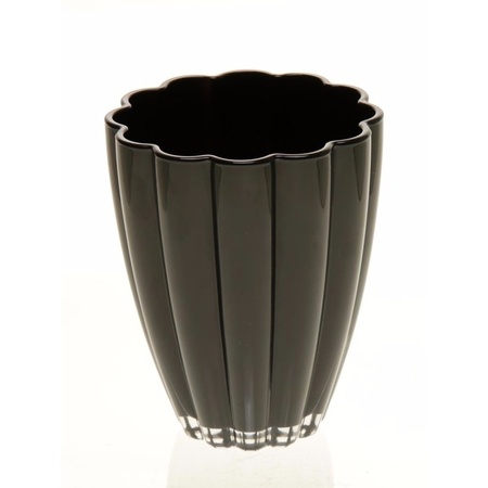 Bellatio Design Bloemvorm vaas zwart glas 17 cm