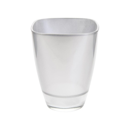 Bellatio design zilveren vierkante vaas van glas 17cm