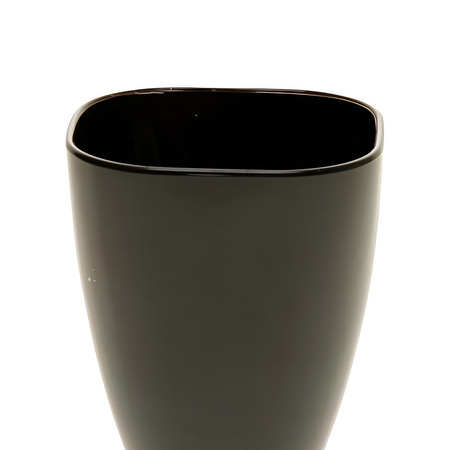 Bellatio Design zwarte vierkante vaas van glas 17cm
