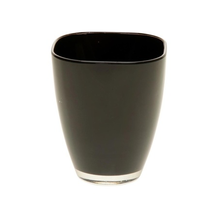 Bellatio Design zwarte vierkante vaas van glas 17cm