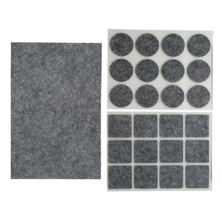 Benson antikras rubber/meubelvilt - 25x stuks - grijs - 3 formaten