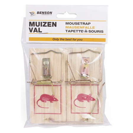 Benson Mousetrap - 2 pieces - wood/metal - 10 cm - mouse trap