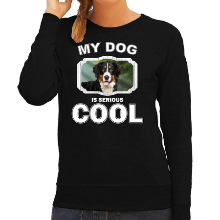 Berner sennen honden sweater / trui my dog is serious cool zwart voor dames