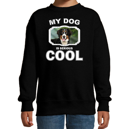 Berner sennen honden trui / sweater my dog is serious cool zwart voor kinderen
