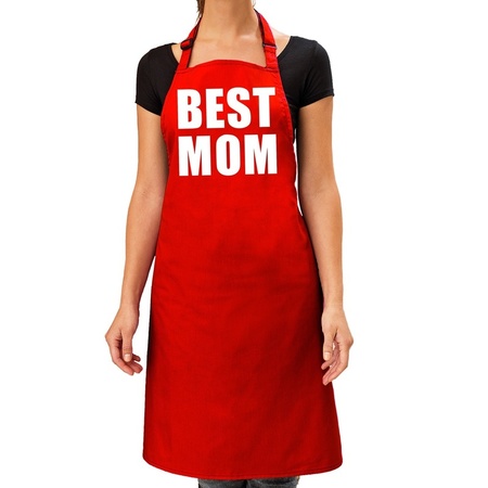 Best Mom keukenschort rood voor dames / moederdag