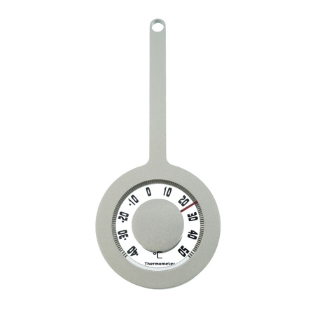 Binnen/buiten ronde thermometer grijs van aluminium 16.2  x 7.2 cm met zuignap